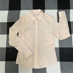 Banana Republic Pastel Orange Pin Striped Long Sleeve Button Shirt Women’s Sz 2